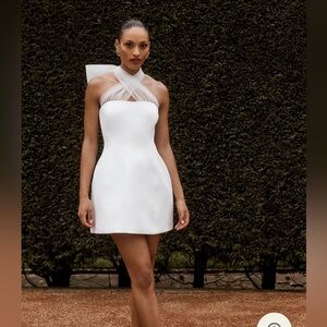 Meshki Maryam Tulle Bow Mini Dress - White - NWT